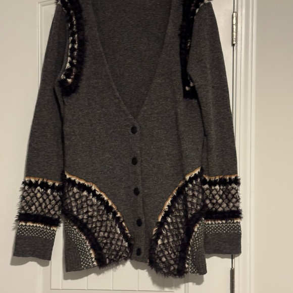Anthropologie Charcoal and Black Textured Cardigan - Picture 2 of 5